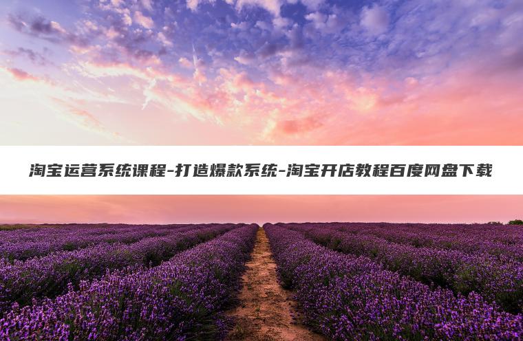 淘宝运营系统课程-打造爆款系统-淘宝开店教程百度网盘下载 淘宝运营系统课程-打造爆款系统-淘宝开店教程百度网盘下载