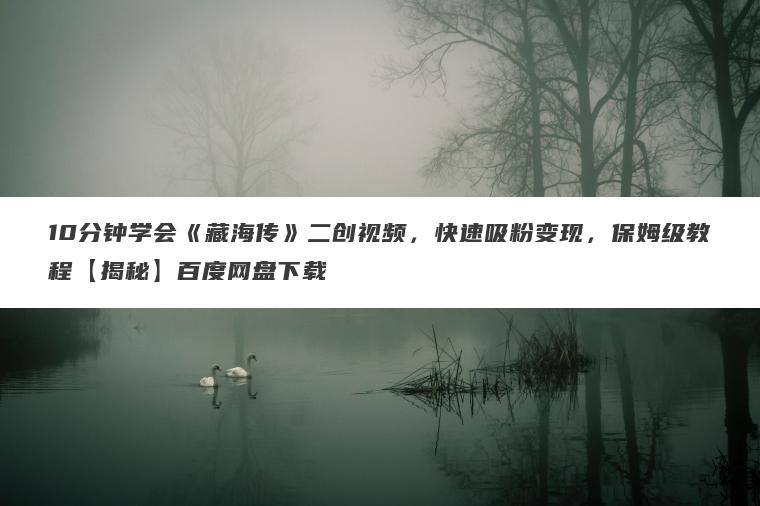 10分钟学会《藏海传》二创视频，快速吸粉变现，保姆级教程【揭秘】百度网盘下载