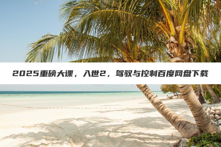 2025重磅大课，入世2，驾驭与控制百度网盘下载