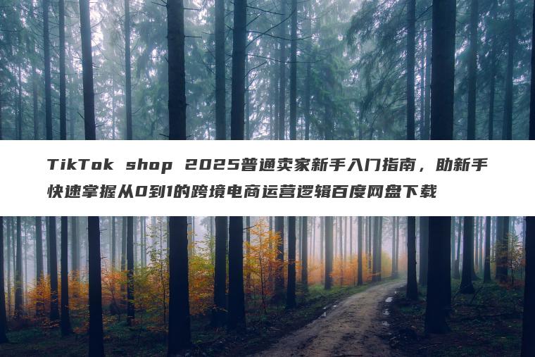 TikTok shop 2025普通卖家新手入门指南，助新手快速掌握从0到1的跨境电商运营逻辑百度网盘下载