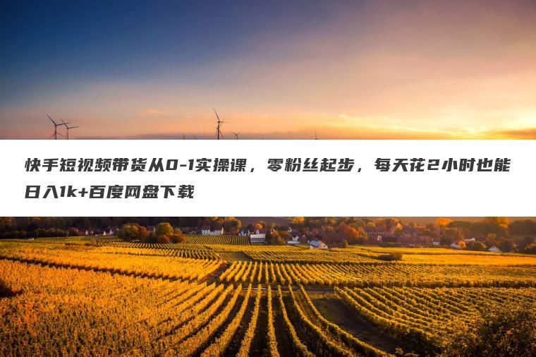 快手短视频带货从0-1实操课，零粉丝起步，每天花2小时也能日入1k+百度网盘下载