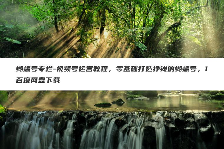 蝴蝶号专栏-视频号运营教程,零基础打造挣钱的蝴蝶号,1百度网盘下载 蝴蝶号专栏-视频号运营教程,零基础打造挣钱的蝴蝶号,1百度网盘下载