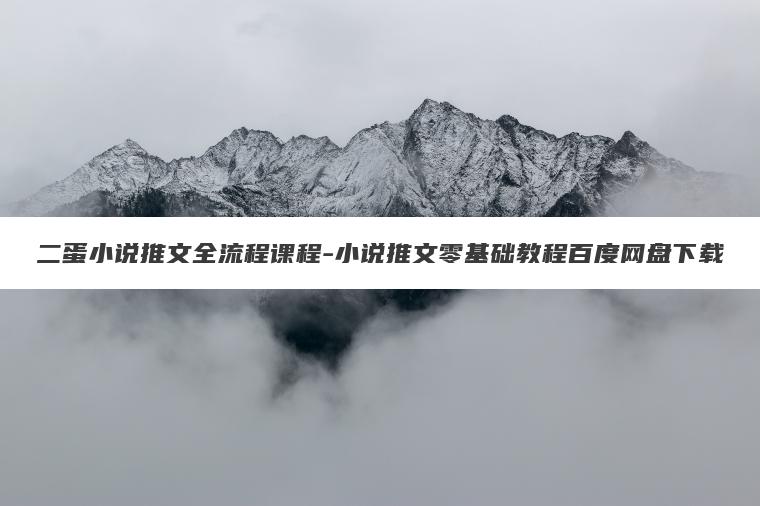 二蛋小说推文全流程课程-小说推文零基础教程百度网盘下载