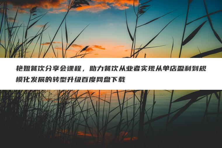 艳姐餐饮分享会课程，助力餐饮从业者实现从单店盈利到规模化发展的转型升级百度网盘下载