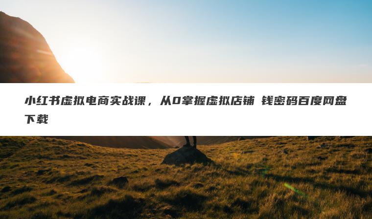 小红书虚拟电商实战课，从0掌握虚拟店铺賺钱密码百度网盘下载