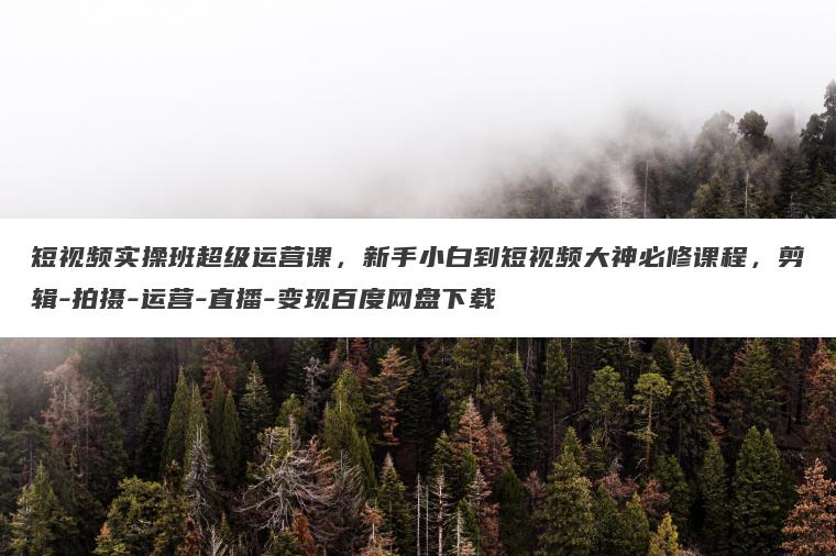 短视频实操班超级运营课，新手小白到短视频大神必修课程，剪辑-拍摄-运营-直播-变现百度网盘下载