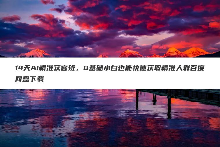14天AI精准获客班,0基础小白也能快速获取精准人群百度网盘下载 14天AI精准获客班,0基础小白也能快速获取精准人群百度网盘下载