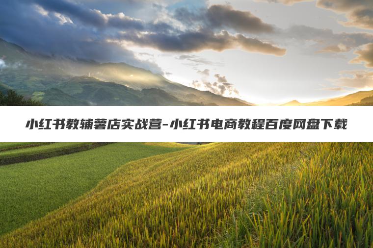 小红书教辅薯店实战营-小红书电商教程百度网盘下载