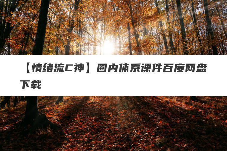 【情绪流C神】圈内体系课件百度网盘下载