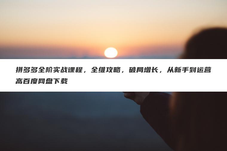 拼多多全阶实战课程,全维攻略,破局增长,从新手到运营高百度网盘下载 拼多多全阶实战课程,全维攻略,破局增长,从新手到运营高百度网盘下载