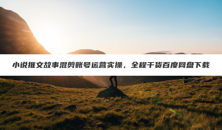 小说推文故事混剪账号运营实操,全程干货百度网盘下载 小说推文故事混剪账号运营实操,全程干货百度网盘下载