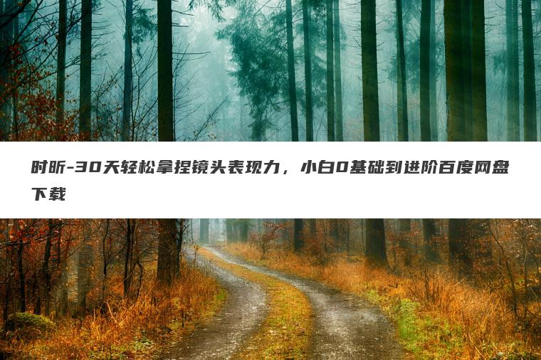 时昕-30天轻松拿捏镜头表现力，小白0基础到进阶百度网盘下载