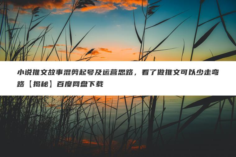 小说推文故事混剪起号及运营思路,看了做推文可以少走弯路【揭秘】百度网盘下载 小说推文故事混剪起号及运营思路,看了做推文可以少走弯路【揭秘】百度网盘下载