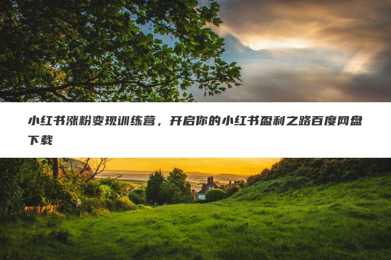 小红书涨粉变现训练营，开启你的小红书盈利之路百度网盘下载