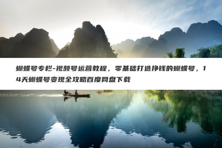 蝴蝶号专栏-视频号运营教程，零基础打造挣钱的蝴蝶号，14天蝴蝶号变现全攻略百度网盘下载