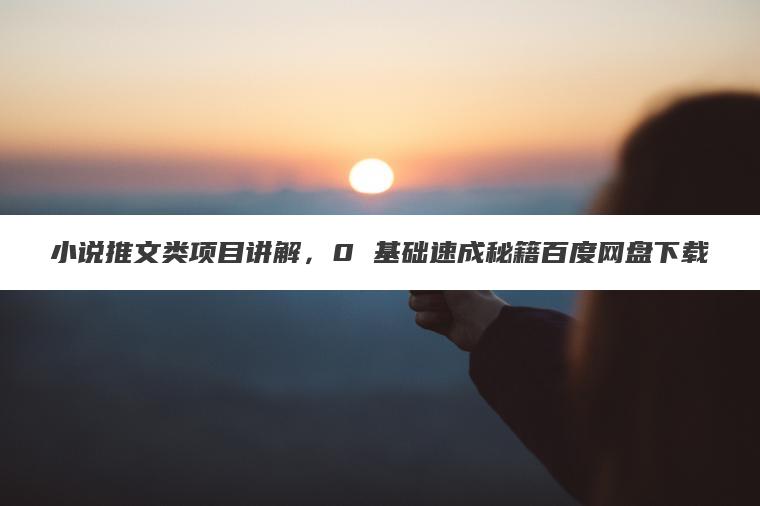 小说推文类项目讲解，0 基础速成秘籍百度网盘下载