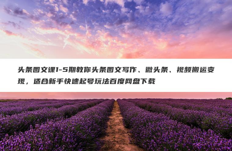头条图文课1-5期教你头条图文写作、微头条、视频搬运变现，适合新手快速起号玩法百度网盘下载