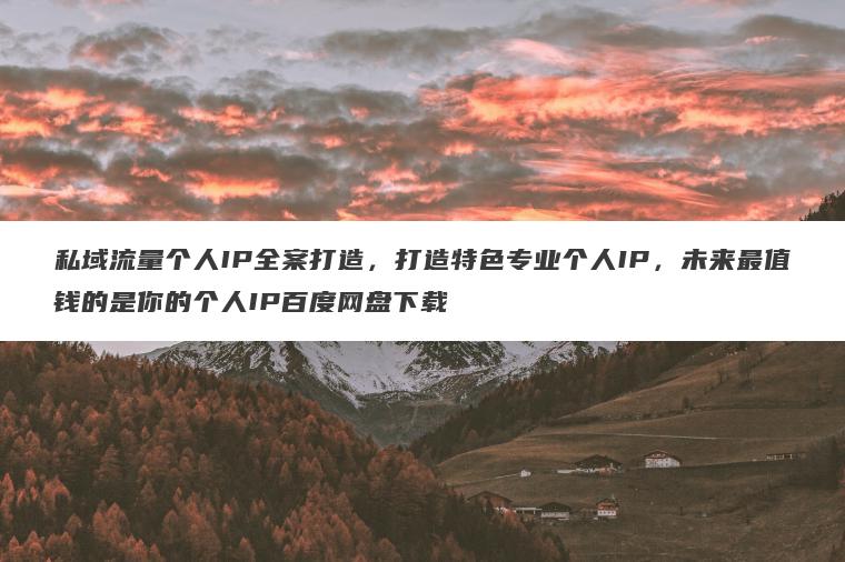 私域流量个人IP全案打造，打造特色专业个人IP，未来最值钱的是你的个人IP百度网盘下载