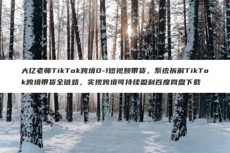 大亿老师TikTok跨境0-1短视频带货，系统拆解TikTok跨境带货全链路，实现跨境可持续盈利百度网盘下载