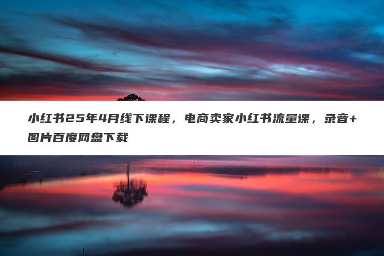 小红书25年4月线下课程，电商卖家小红书流量课，录音+图片百度网盘下载