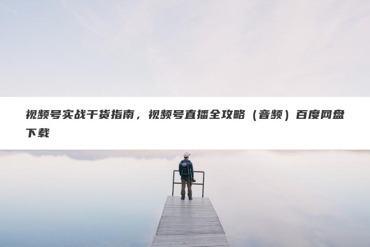 视频号实战干货指南，视频号直播全攻略（音频）百度网盘下载