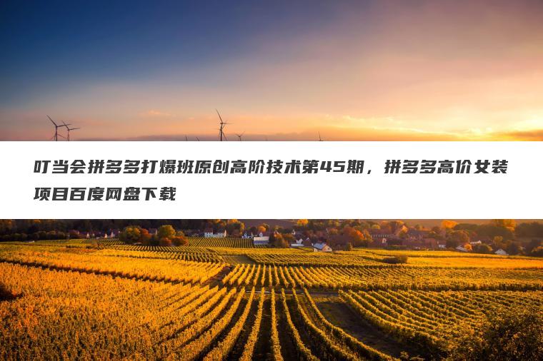 叮当会拼多多打爆班原创高阶技术第45期,拼多多高价女装项目百度网盘下载 叮当会拼多多打爆班原创高阶技术第45期,拼多多高价女装项目百度网盘下载