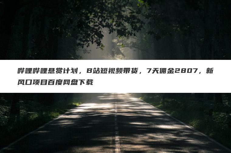 哔哩哔哩悬赏计划,B站短视频带货,7天佣金2807,新风口项目百度网盘下载 哔哩哔哩悬赏计划,B站短视频带货,7天佣金2807,新风口项目百度网盘下载