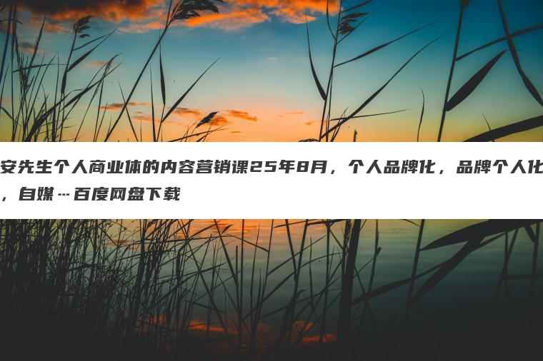 安先生个人商业体的内容营销课25年8月,个人品牌化,品牌个人化,自媒…百度网盘下载 安先生个人商业体的内容营销课25年8月,个人品牌化,品牌个人化,自媒…百度网盘下载
