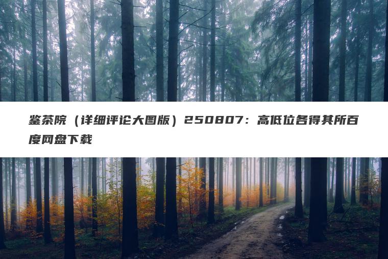 鉴茶院（详细评论大图版）250807：高低位各得其所百度网盘下载