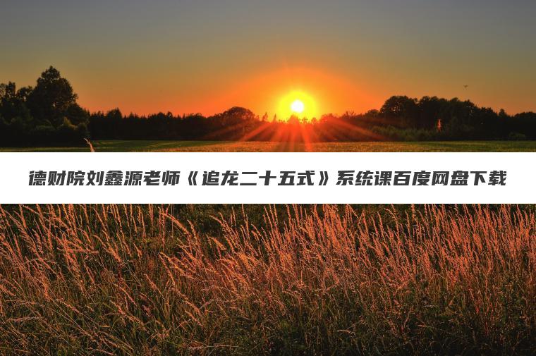 德财院刘鑫源老师《追龙二十五式》系统课百度网盘下载