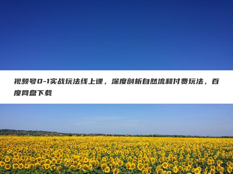 视频号0-1实战玩法线上课,深度剖析自然流和付费玩法,百度网盘下载 视频号0-1实战玩法线上课,深度剖析自然流和付费玩法,百度网盘下载