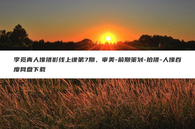 李觅青人像摄影线上课第7期,审美-前期策划-拍摄-人像百度网盘下载 李觅青人像摄影线上课第7期,审美-前期策划-拍摄-人像百度网盘下载