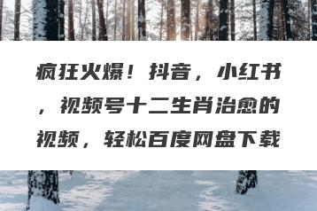 疯狂火爆！抖音，小红书，视频号十二生肖治愈的视频，轻松百度网盘下载