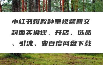 小红书爆款种草视频图文封面实操课，开店、选品、引流、变百度网盘下载
