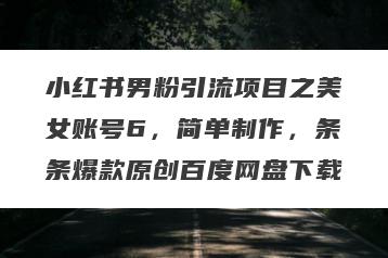 小红书男粉引流项目之美女账号6，简单制作，条条爆款原创百度网盘下载