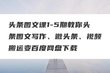 头条图文课1-5期教你头条图文写作、微头条、视频搬运变百度网盘下载