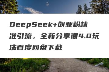DeepSeek+创业粉精准引流，全新分享课4.0玩法百度网盘下载