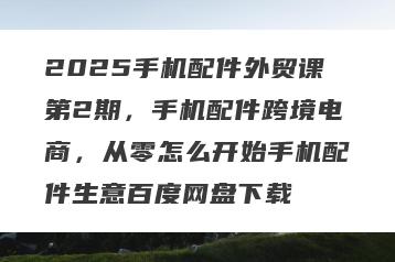 2025手机配件外贸课第2期，手机配件跨境电商，从零怎么开始手机配件生意百度网盘下载