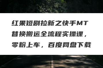 红果短剧拉新之快手MT替换搬运全流程实操课，零粉上车，百度网盘下载