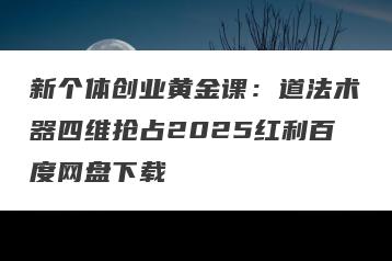 新个体创业黄金课：道法术器四维抢占2025红利百度网盘下载