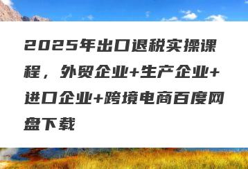 2025年出口退税实操课程，外贸企业+生产企业+进口企业+跨境电商百度网盘下载
