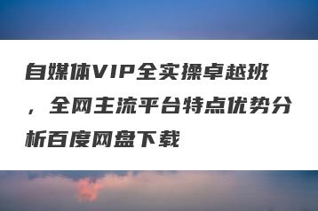 自媒体VIP全实操卓越班，全网主流平台特点优势分析百度网盘下载