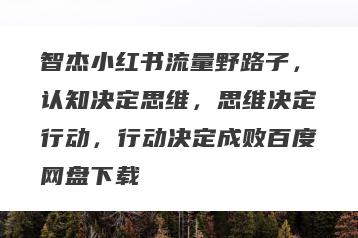 智杰小红书流量野路子，认知决定思维，思维决定行动，行动决定成败百度网盘下载