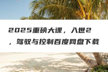 2025重磅大课，入世2，驾驭与控制百度网盘下载
