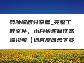 剪映模版分享篇_完整工程文件，小白快速制作高端视频【揭百度网盘下载