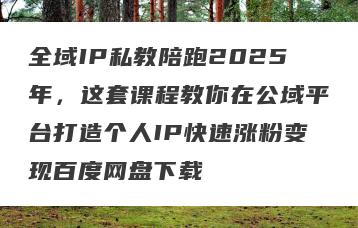 全域IP私教陪跑2025年，这套课程教你在公域平台打造个人IP快速涨粉变现百度网盘下载