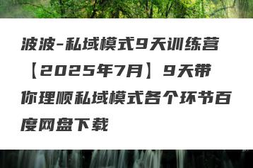 波波-私域模式9天训练营【2025年7月】9天带你理顺私域模式各个环节百度网盘下载