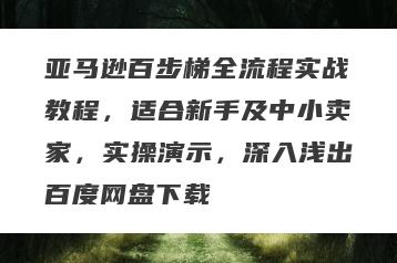亚马逊百步梯全流程实战教程，适合新手及中小卖家，实操演示，深入浅出百度网盘下载