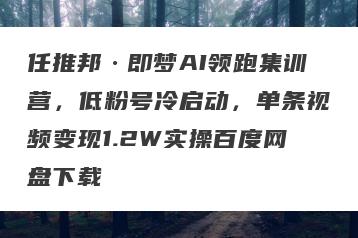 任推邦·即梦AI领跑集训营，低粉号冷启动，单条视频变现1.2W实操百度网盘下载