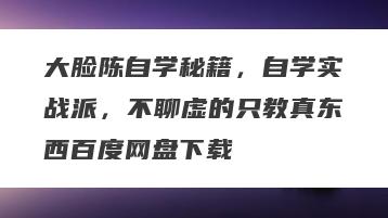 大脸陈自学秘籍，自学实战派，不聊虚的只教真东西百度网盘下载